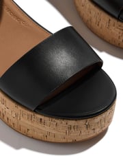 FitFlop Platfforms Leather Cork Heeled Ankle Strap Black Sandals - Image 4 of 4