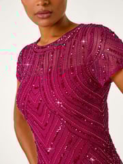 Roman Red Embellished Sheer Detail Shift Dress - Image 5 of 5