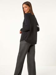 Roman Black Bow Sequin Detail Knit Jumper - Image 2 of 5