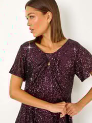 Roman Purple Sequin Detail Twist Front Top - Image 1 of 5
