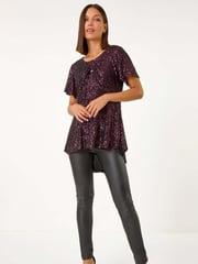 Roman Purple Sequin Detail Twist Front Top - Image 5 of 5