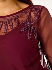 Roman Purple Embelished Sequin Mesh Top - Image 2 of 5