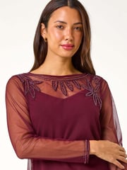 Roman Purple Embelished Sequin Mesh Top - Image 3 of 5