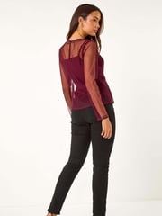 Roman Purple Embelished Sequin Mesh Top - Image 4 of 5