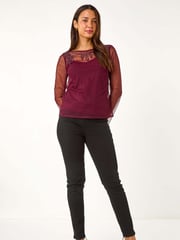Roman Purple Embelished Sequin Mesh Top - Image 5 of 5