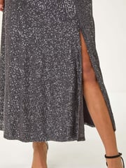 Roman Metallic Sequin Cowl Neck Stretch Maxi Dress - Image 5 of 5