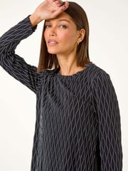 Roman Metallic Print Chiffon Hem Stretch Top - Image 3 of 5