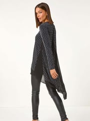 Roman Metallic Print Chiffon Hem Stretch Top - Image 4 of 5