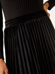 Roman Black Velvet Pleated Midi Skirt - Image 8 of 8