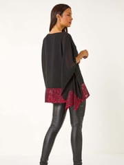 Roman Red Sequin Hem Contrast Top - Image 3 of 6