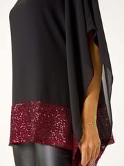 Roman Red Sequin Hem Contrast Top - Image 6 of 6