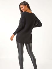 Roman Black Relaxed Hotfix V-Neck Knitted Jumper - Image 3 of 5