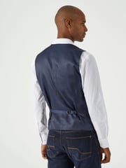 Skopes Blue Tailored Fit Jeremiah Checked Waistcoat - Image 2 of 4