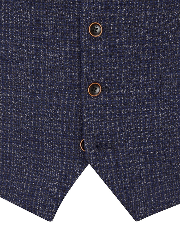 Skopes Blue Tailored Fit Jeremiah Checked Waistcoat - Image 4 of 4