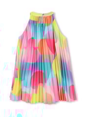 Billieblush Pink Halterneck Plisse Bright Print Dress - Image 2 of 2