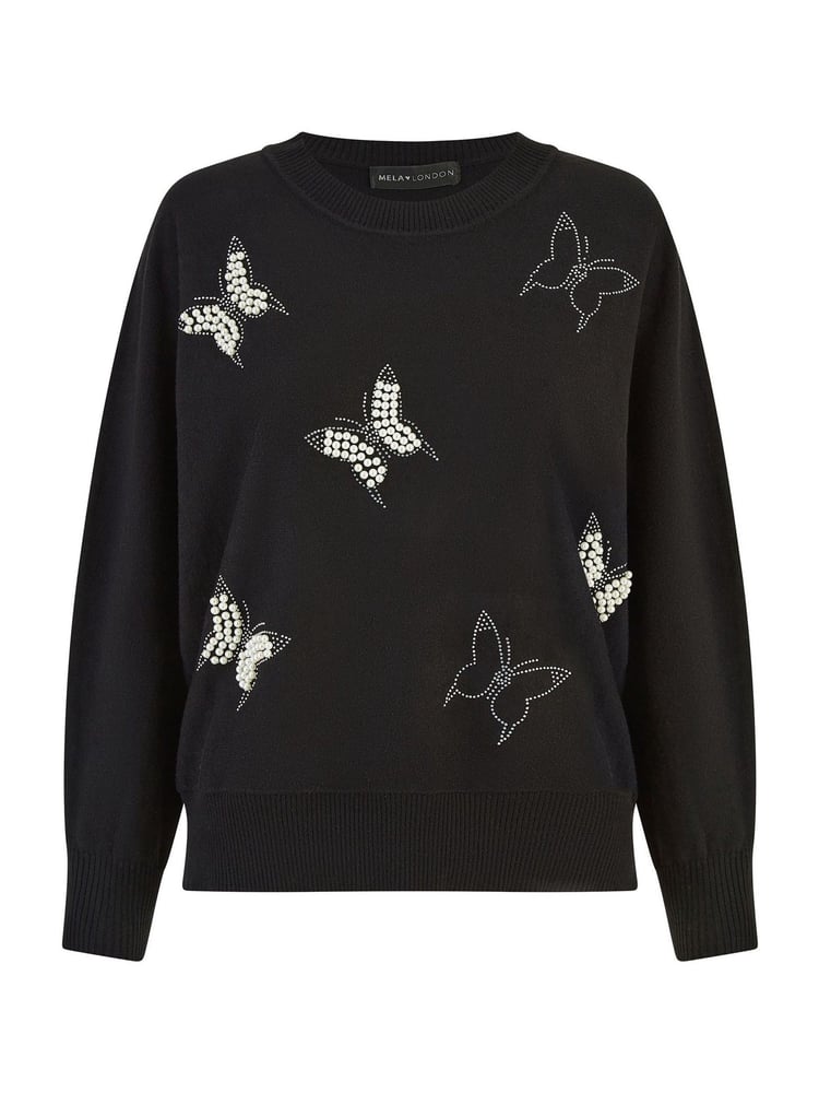 Yumi Black Sequin Butterfly Jumper - Image 5 of 5