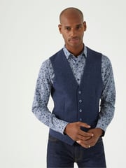 Skopes Blue Single Breasted Tweed Effect Newsam Waistcoat - Image 1 of 5