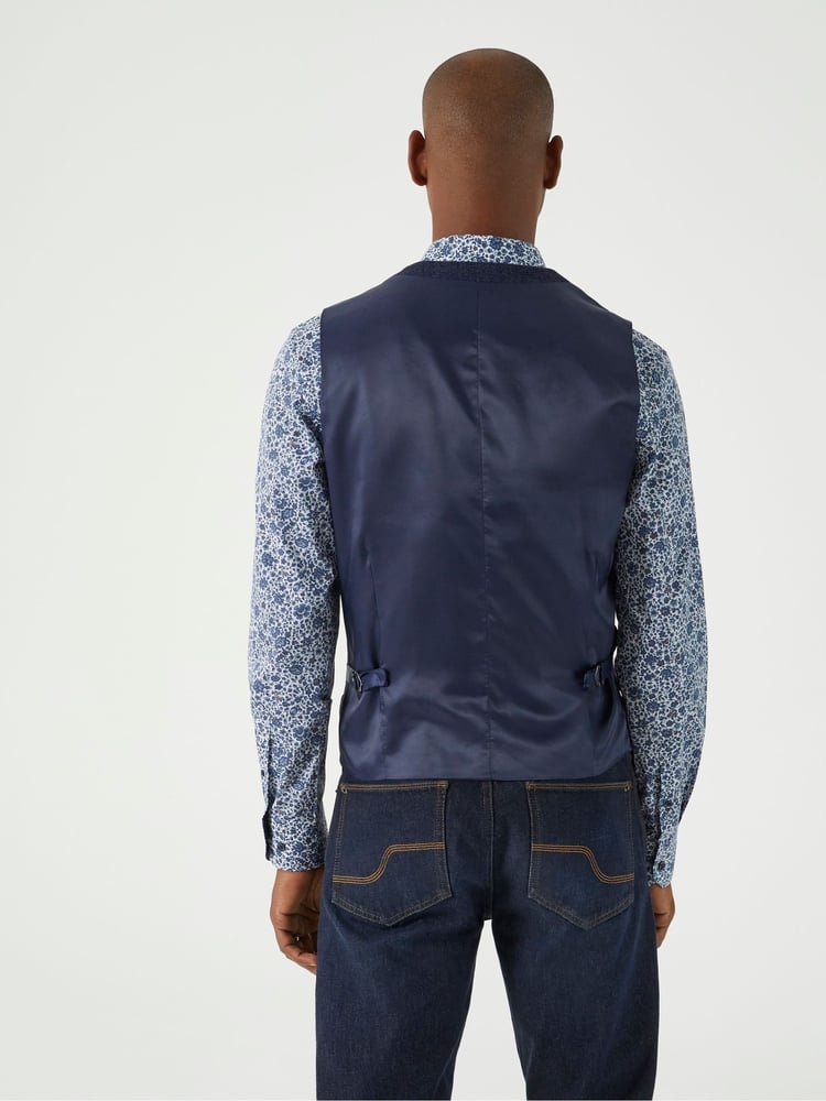 Skopes Blue Single Breasted Tweed Effect Newsam Waistcoat - Image 2 of 5