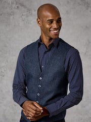 Skopes Blue Single Breasted Tweed Effect Newsam Waistcoat - Image 3 of 5