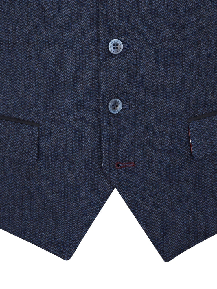 Skopes Blue Single Breasted Tweed Effect Newsam Waistcoat - Image 5 of 5