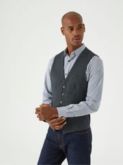 Skopes Green Single Breasted Tweed Effect Newsam Waistcoat - Image 1 of 4