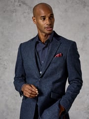 Skopes Blue Tailored Fit Tweed Effect Newsam Jacket - Image 3 of 6
