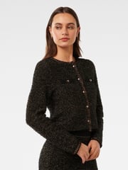 Forever New Black Anais Tweed Co-ord Cardigan - Image 4 of 5
