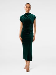 Forever New Green Petite Sammy Velvet Bodycon Dress - Image 1 of 4