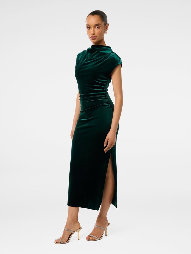 Forever New Green Petite Sammy Velvet Bodycon Dress - Image 4 of 4