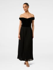 Forever New Black Petite Rebecca Off Shoulder Velvet Gown - Image 1 of 4