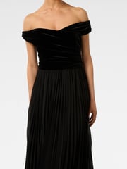 Forever New Black Petite Rebecca Off Shoulder Velvet Gown - Image 3 of 4