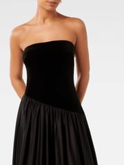 Forever New Black Delilah Velvet Bubble Hem Midi Dress - Image 3 of 4
