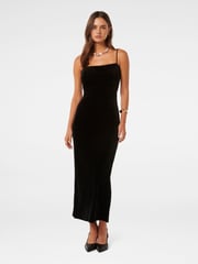 Forever New Black Skyler Strappy Velvet Midi Dress - Image 1 of 4