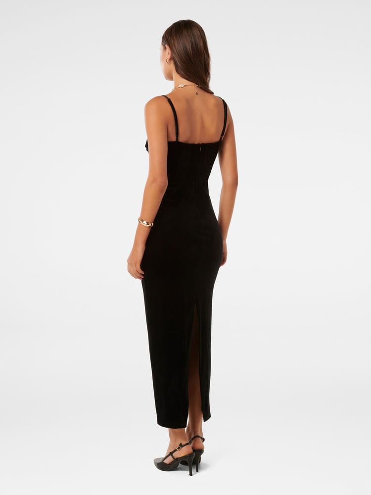 Forever New Black Skyler Strappy Velvet Midi Dress - Image 2 of 4