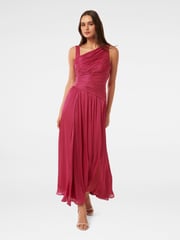 Forever New Red Nya Metallic Asymmetrical Maxi Dress - Image 1 of 4