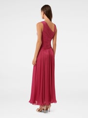 Forever New Red Nya Metallic Asymmetrical Maxi Dress - Image 2 of 4