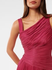Forever New Red Nya Metallic Asymmetrical Maxi Dress - Image 3 of 4