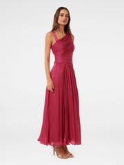Forever New Red Nya Metallic Asymmetrical Maxi Dress - Image 4 of 4