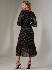 Jolie Moi Chrome black Rita Ruffle Hem Chiffon Midi Dress - Image 2 of 6