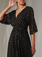 Jolie Moi Chrome black Rita Ruffle Hem Chiffon Midi Dress - Image 3 of 6