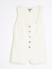 River Island Cream Square Neck Waistcoat - Image 5 of 6