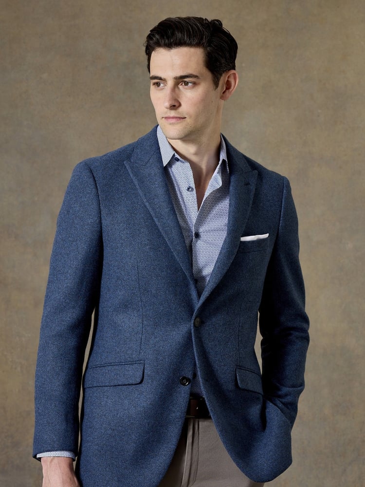 Skopes Blue Tailored Fit Tweed Effect Ingram Jacket - Image 1 of 6