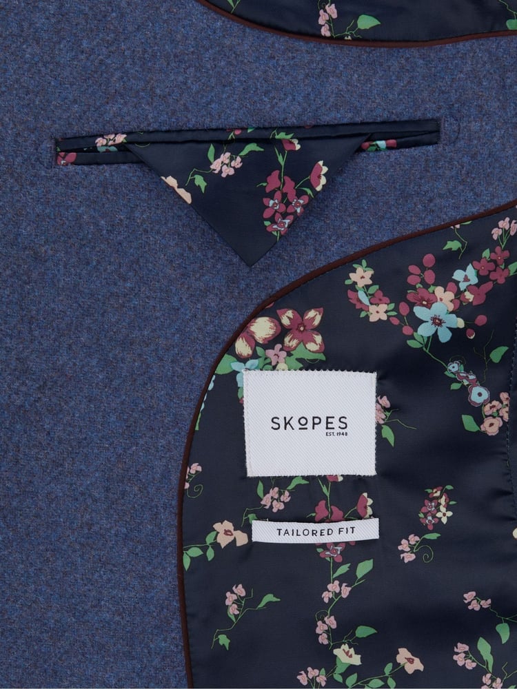 Skopes Blue Tailored Fit Tweed Effect Ingram Jacket - Image 6 of 6