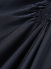 Reiss Navy Anessa Petite Satin Shirred Midi Dress - Image 7 of 8