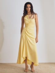 Reiss Yellow Elizabeth Atelier Embellished Shoulder Maxi Dress - Image 1 of 5