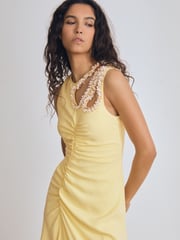 Reiss Yellow Elizabeth Atelier Embellished Shoulder Maxi Dress - Image 3 of 5
