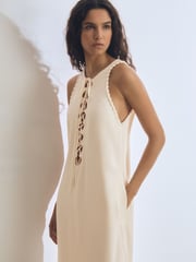 Reiss Cream Athene Atelier Satin Crepe Cut-Out Maxi Dress - Image 3 of 6