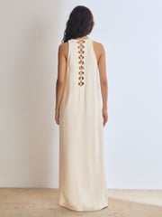 Reiss Cream Athene Atelier Satin Crepe Cut-Out Maxi Dress - Image 4 of 6