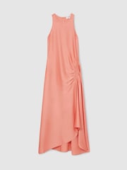 Reiss Coral Anessa Petite Satin Shirred Midi Dress - Image 2 of 6