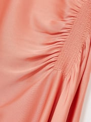 Reiss Coral Anessa Petite Satin Shirred Midi Dress - Image 5 of 6